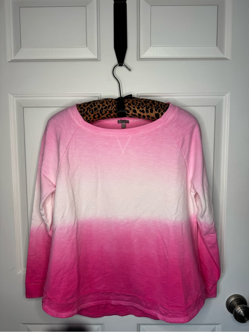 Talbots Pink Crewneck Sweatshirt with shirt tail hem.